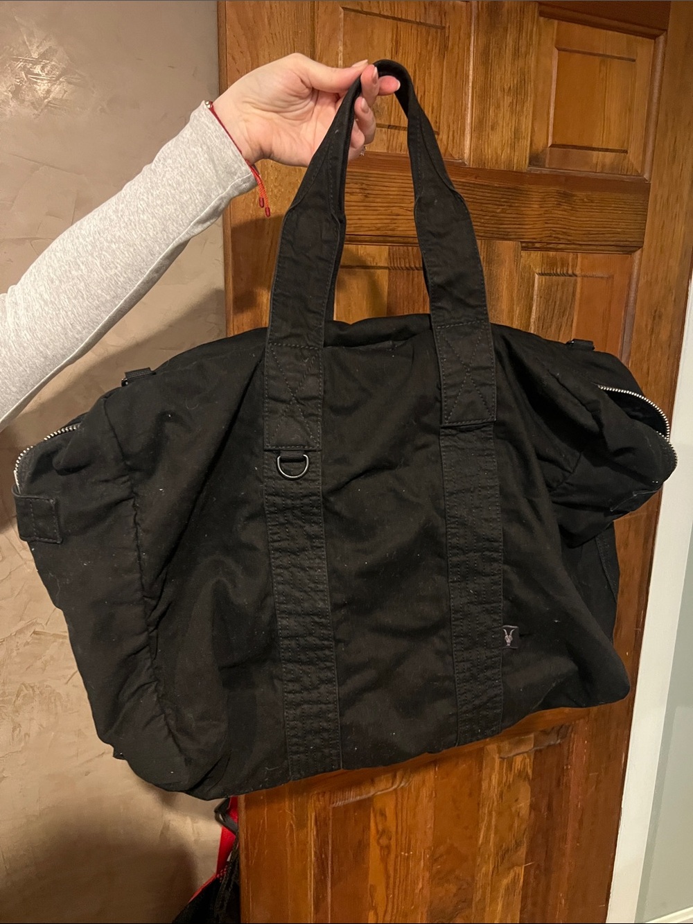 All Saints Black Canvas Weekender Duffel Bag